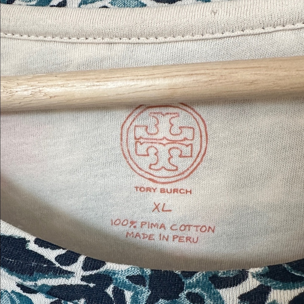 Tory Burch Pima Cotton long sleeve shirt in Blue Lake Kyoto size X-Large - Picture 5 of 6